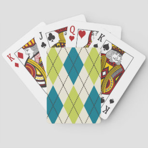 Jeu De Cartes Jacquard bleu et vert