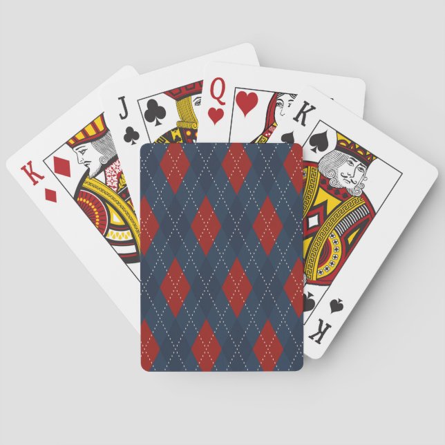 Jeu De Cartes Jacquard Royal Bleu Motif de Noël (dos)