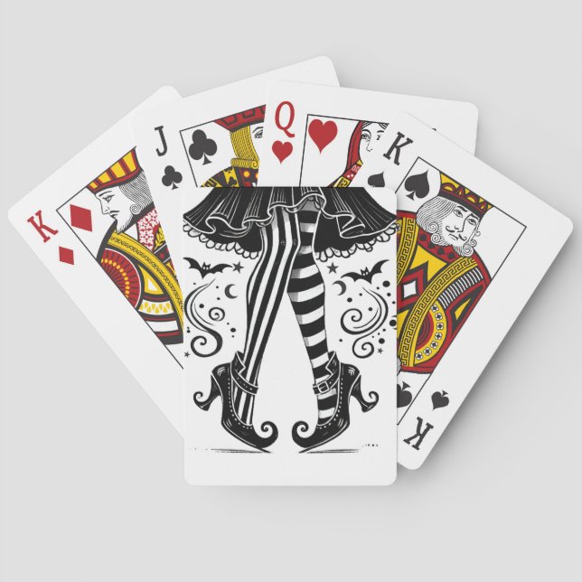 Jeu De Cartes Jambes de sorcières noires et blanches Halloween l (dos)