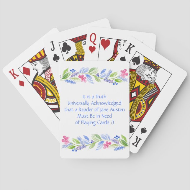 Jeu De Cartes Jane Austen Motto Floral Classic Playing Cards (dos)