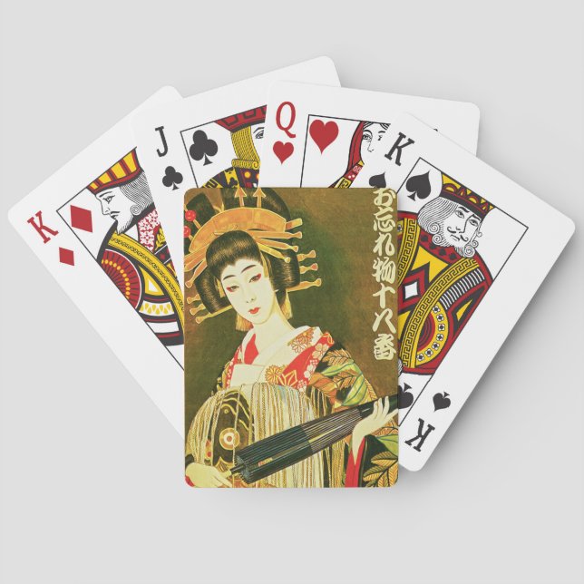 Jeu De Cartes Japonais Geisha & Wasaga Papier Umbrella Art (dos)