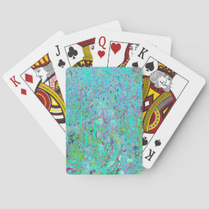 Jeu De Cartes Jardin à fleurs vert et violet Abstrait Aqua