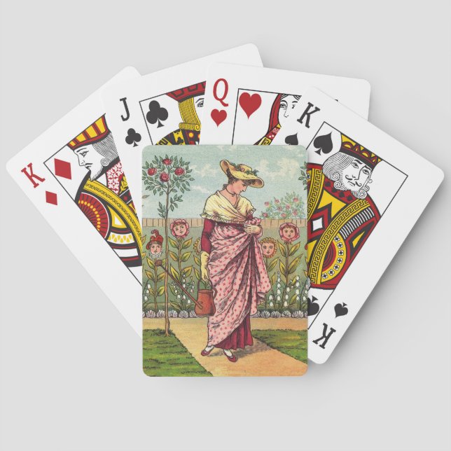 Jeu De Cartes Jardin Cultivation Flower Woman Art Antique (dos)