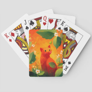 Jeu De Cartes Jardin de fleurs sauvages au chat rouge fantaisist