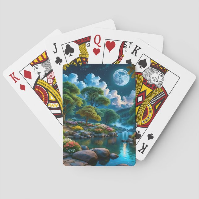 Jeu De Cartes Jardin des cartes de jeu nocturne tranquilles (1) (dos)