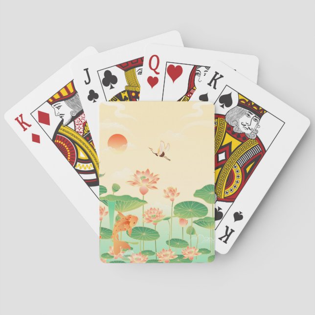 Jeu De Cartes Jardin japonais de Koi Pond and Waterlilies Art (dos)