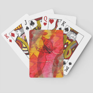 Jeu De Cartes Jaune rouge d'art d'aquarelle