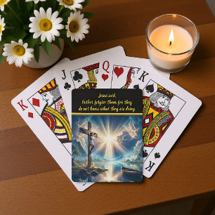 Jeu De Cartes Jésus Crucifié Au-Dessus Des Eaux En Attente De Ré