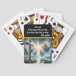 Jeu De Cartes Jésus Crucifié Au-Dessus Des Eaux En Attente De Ré