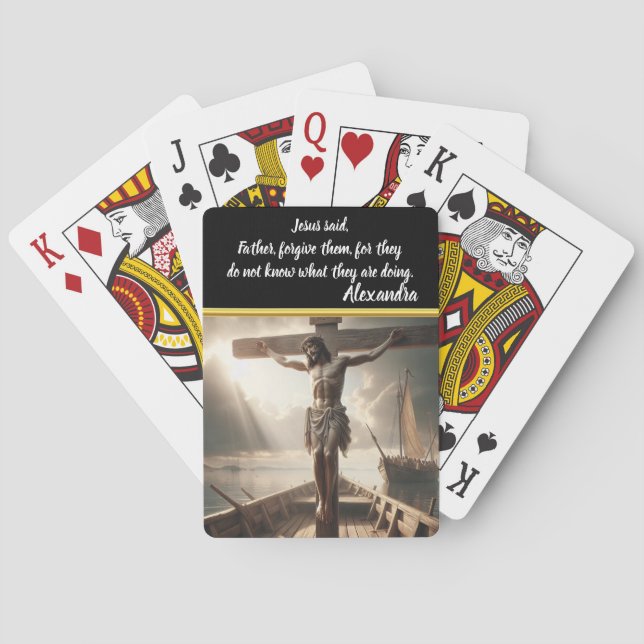 Jeu De Cartes Jésus Crucifié Sur Les Eaux Sereines En Attente (dos)