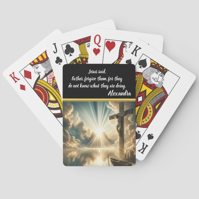 Jeu De Cartes Jésus Crucifixion au-dessus des eaux de réflexion (dos)