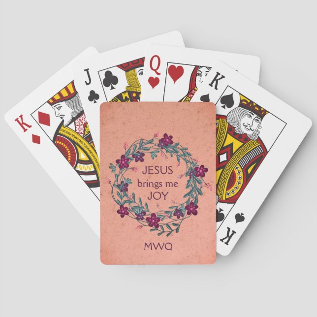 Jeu De Cartes JÉSUS PERSONNALISÉ M'APPORTE JOIE Floral Christian (dos)