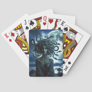 Jeu De Cartes Jeune jolie méduse par la lune et l'océan