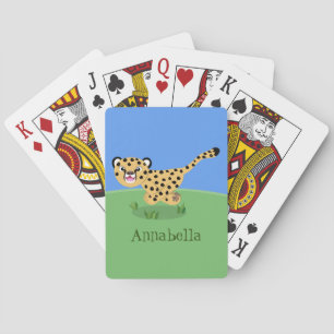 Jeu De Cartes Joli bébé guépard en cours de dessin animé illustr