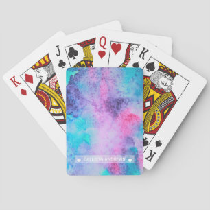 Jeu De Cartes Joli bleu rose pourpre Aquarelle salée Monogramme