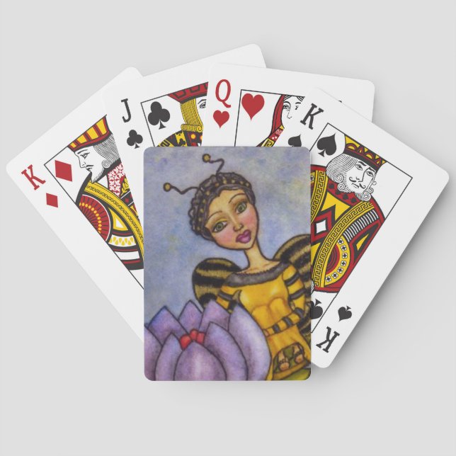 Jeu De Cartes Joli Bumble Bee Fairy Purple Flower (dos)