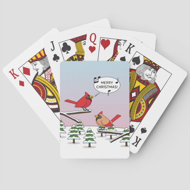 Jeu De Cartes Joli Cardinal Rouge chanter Joyeux Noël (dos)
