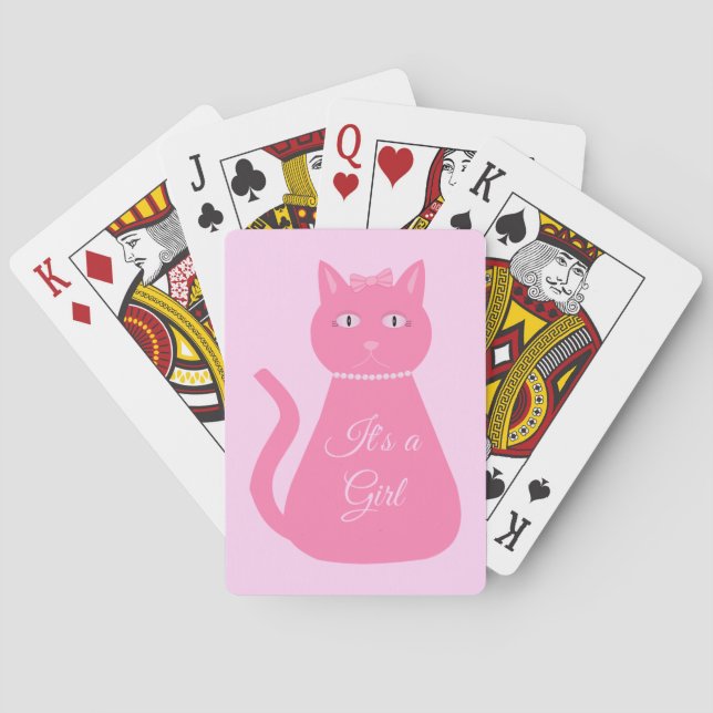 Jeu De Cartes Joli chat fille rose sur mesure (dos)