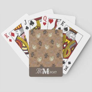 Jeu De Cartes Joli chat illustration Doodles Nom du monogramme