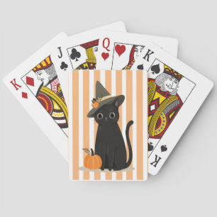 Jeu De Cartes Joli chat noir d'Halloween avec chapeau de sorcièr