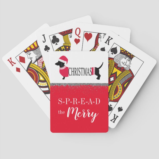 Jeu De Cartes Joli Dachshund Joyeux Chien de Noël Fun Graphisme (dos)