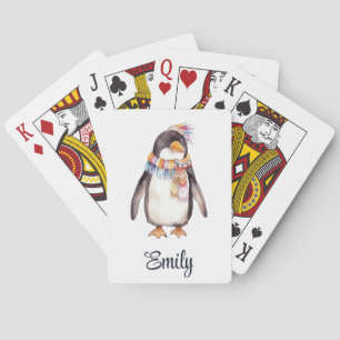Jeu De Cartes Joli design de pingouin hippie aquarelle boho