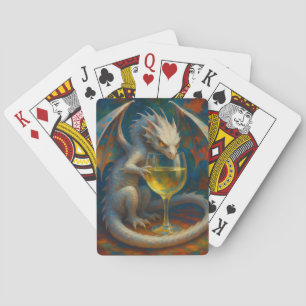 Jeu De Cartes Joli Dragon d'Ivoire & Fantaisie Art Vin Blanc