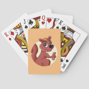 Jeu De Cartes Joli écureuil en caricature avec une cacahuète