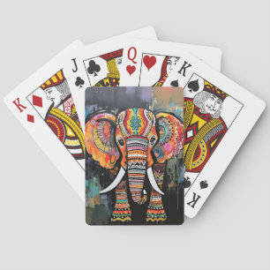 Jeu De Cartes Joli éléphant coloré Funky Mélange Média Animal