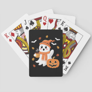 Jeu De Cartes Joli fantôme buvant un café glacé Halloween