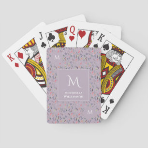 Jeu De Cartes Joli Floral LILAC Personnalisé Monogramme