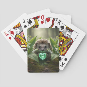Jeu De Cartes Joli hérisson de mai avec cœur d'émeraude