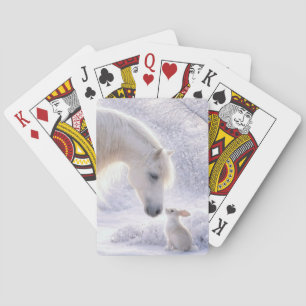 Jeu De Cartes Joli lapin cheval blanc et neige 