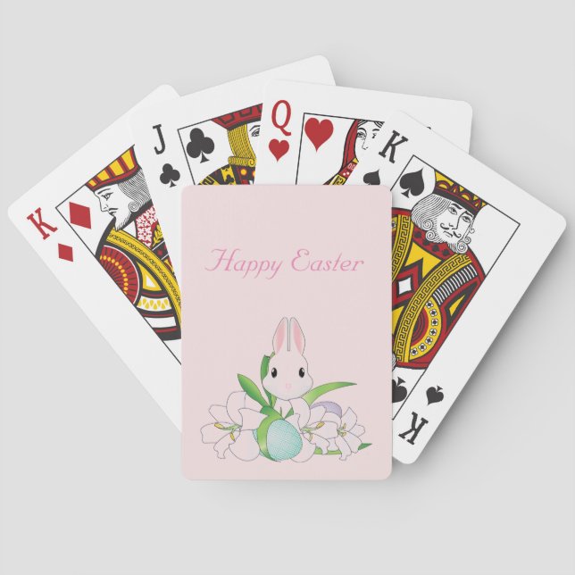 Jeu De Cartes Joli lapin de Pâques rose (dos)
