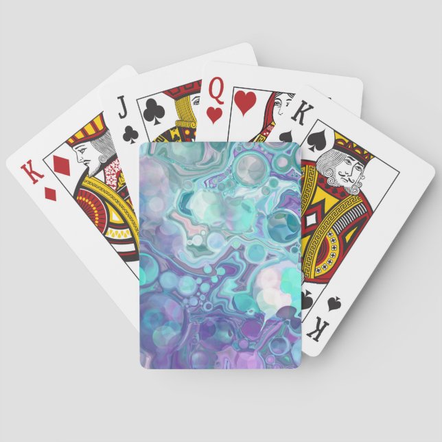 Jeu De Cartes Joli marbre Abstrait violet et bleu Faux (dos)