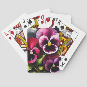 Jeu De Cartes Joli marron noir rouge pansies aquarelle peinture