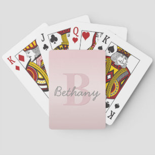 Jeu De Cartes Joli Monogramme rose personnalisable et votre nom 