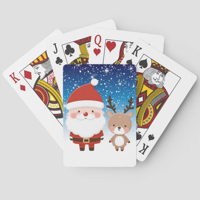 Jeu De Cartes Joli Noël Père Noël & Reindeer (dos)