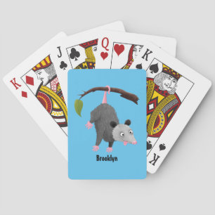 Jeu De Cartes Joli opossum accroché à la branche dessin animé