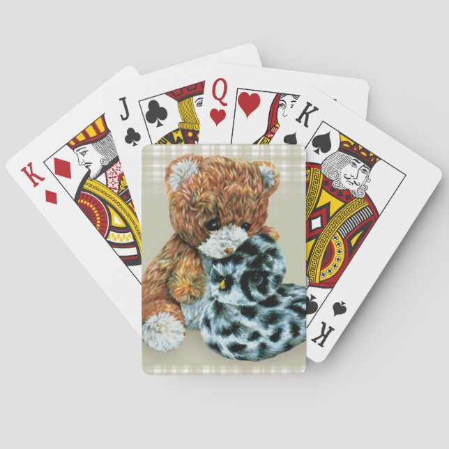 Jeu De Cartes Joli ours en peluche et canard jouant aux cartes (dos)