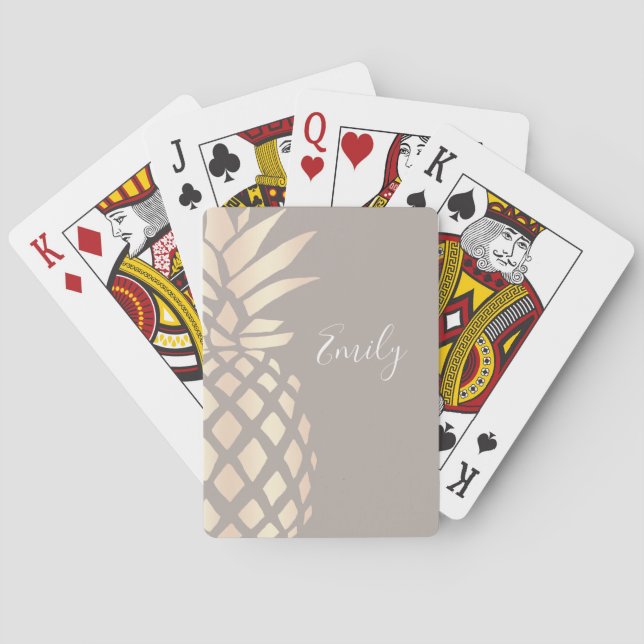 Jeu De Cartes Joli rose en cuivre, ananas et gris (dos)