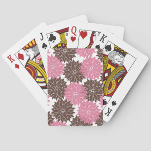 Jeu De Cartes Joli rose et Brown fleurs florales impression