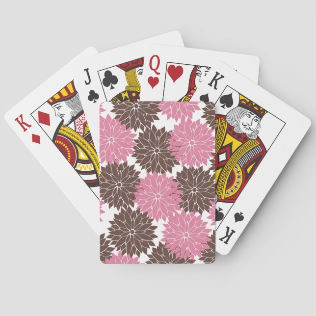 Jeu De Cartes Joli rose et Brown fleurs florales impression (dos)