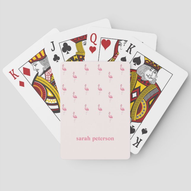 Jeu De Cartes Joli rose flamingo nom personnalisé rose (dos)