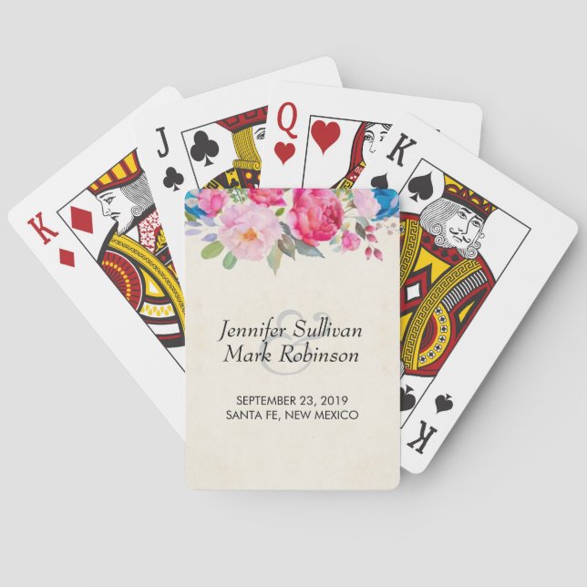 Jeu De Cartes Joli rose rose rose et Mariage frontalier de pivoi (dos)
