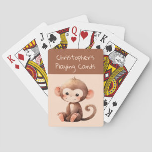 Jeu De Cartes Joli singe brun pêcher enfants