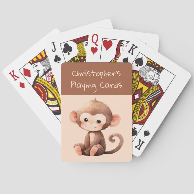 Jeu De Cartes Joli singe brun pêcher enfants (dos)