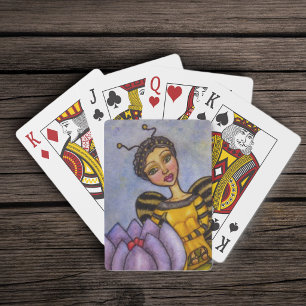 Jeu De Cartes Jolie Fée Abeille Bourdon Fleur Violette