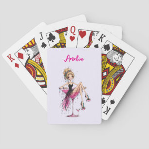 Jeu De Cartes Jolie fille aguicheuse dans un verre à Martini