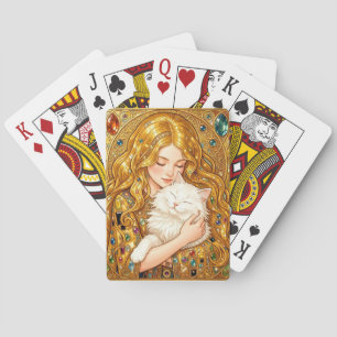 Jeu De Cartes Jolie Fille Avec Chat Art Nouveau Style Gustav Kli